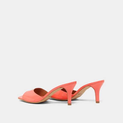 Heeled mules in coral patent | VERTIGO