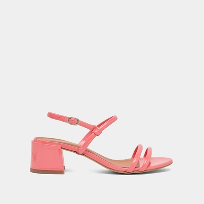 Heeled sandals in coral patent | ADAM