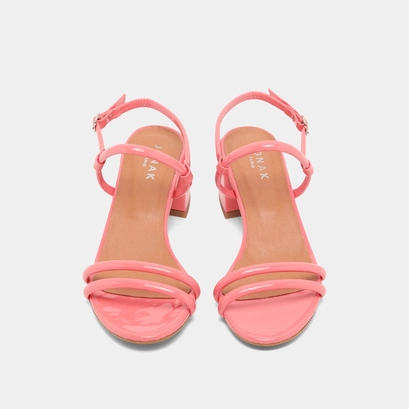 Heeled sandals in coral patent | ADAM