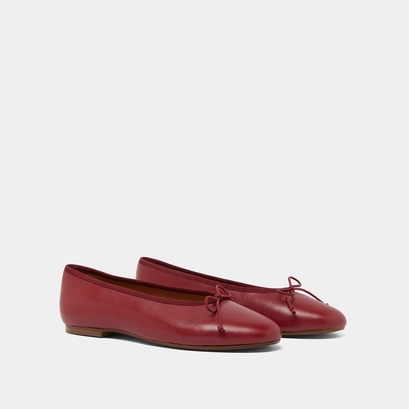 Ballet flats with laces in carmine red leather | djerba