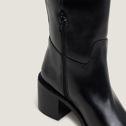 High heel boots in black leather calf size m | bonnie