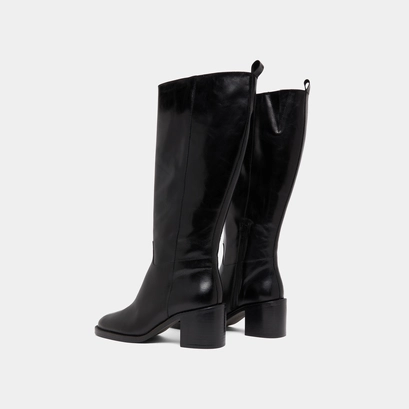 High heel boots in black leather calf size m | bonnie