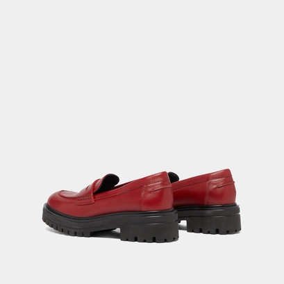 Loafers with notched soles in red leather | ALFI