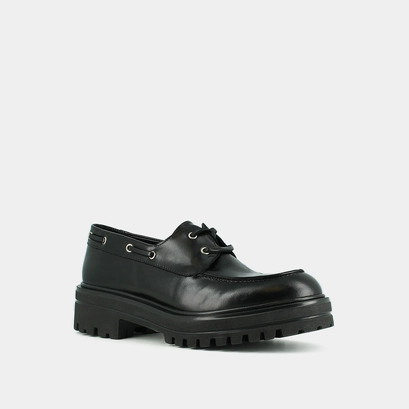 Lace-up derbies in black leather | angelus