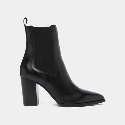 Heeled ankle boots with elastics in black leather | pepita