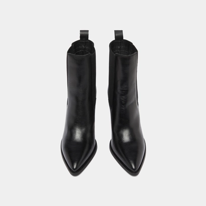 Heeled ankle boots with elastics in black leather | pepita