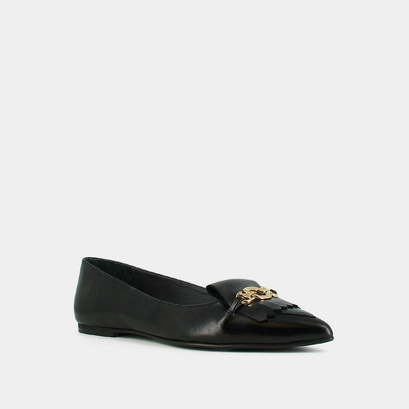 Ballet flats with gold bits in black leather | diese
