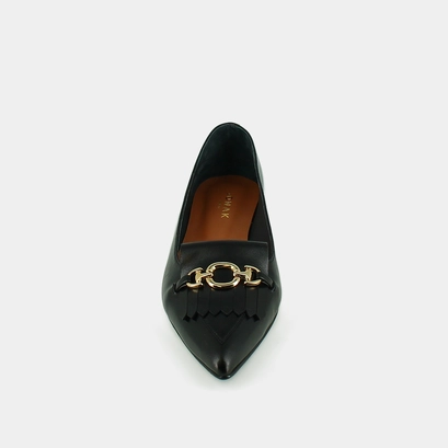 Ballet flats with gold bits in black leather | diese