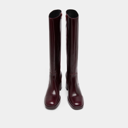 Platform boots burgundy