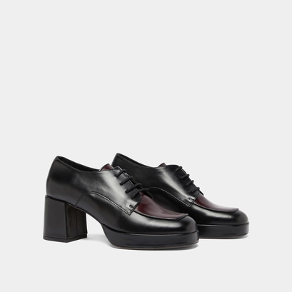 Derbies with heels in black and burgundy leather | vivaldi