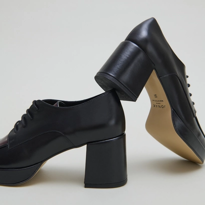 Derbies with heels in black and burgundy leather | vivaldi