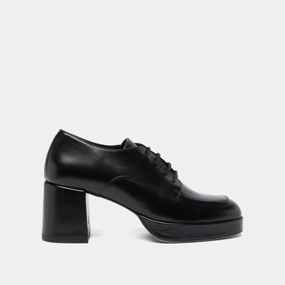Derbies with heels in black leather | vivaldi