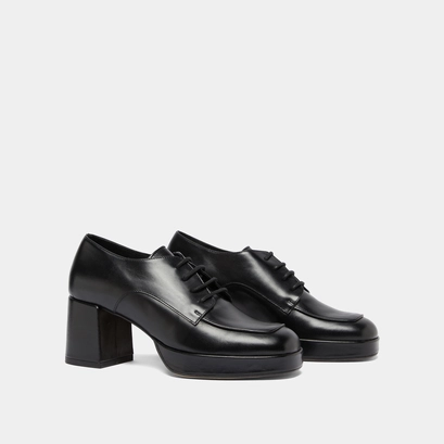 Derbies with heels in black leather | vivaldi