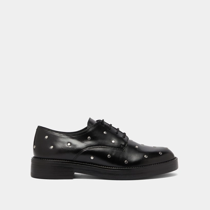Derbies with silver details in black leather | astou