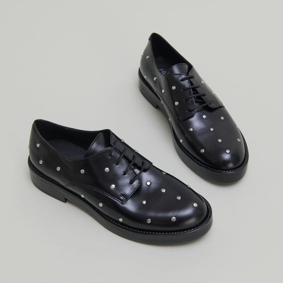 Derbies with silver details in black leather | astou