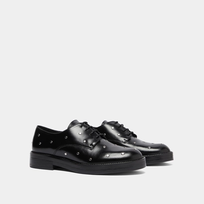 Derbies with silver details in black leather | astou