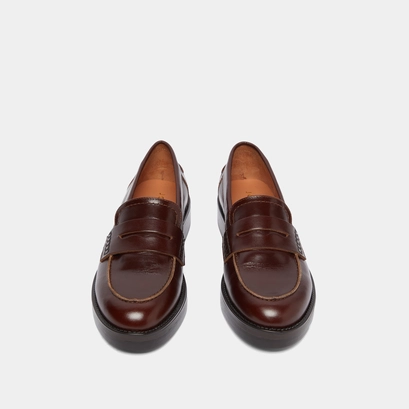 Round-toed loafers in brown leather | mirna
