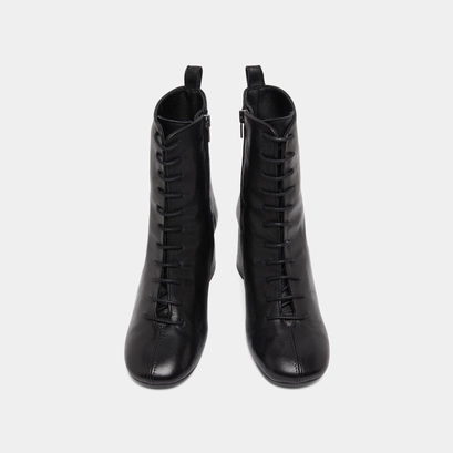 Heeled and lace-up ankle boots in black leather | bose