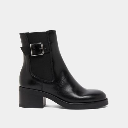 Lowboots with elastics and adjustable buckles in black leather | boulou