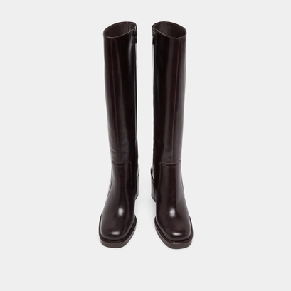 Boots with overflowing heels in dark brown leather | bretzel
