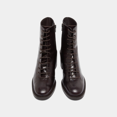 Lowboots with laces in dark brown leather | brindille