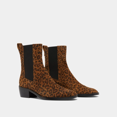Lowboots with elastics in leopard print suede | maeva