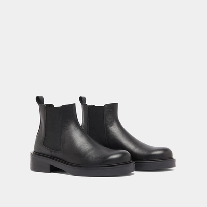 Lowboots with elastics in black leather | melanie