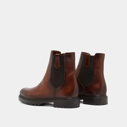 Low boots with notched soles and elastic in cognac patinated leather | candide