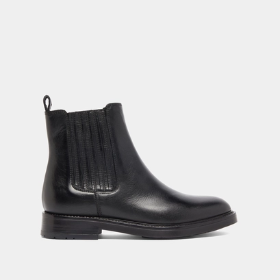 Lowoots with gathers in black leather | cleandre
