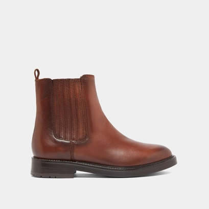 Lowoots with gathers in cognac patinated leather | cleandre