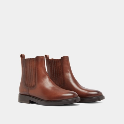Lowoots with gathers in cognac patinated leather | cleandre