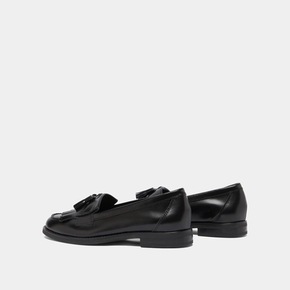 Tassel loafers in black glazed leather | nelle