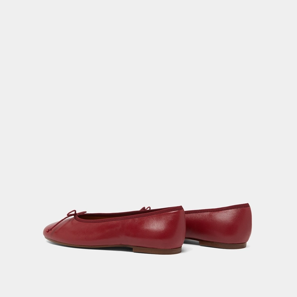 Ballet flats with laces in carmine red leather | DJERBA
