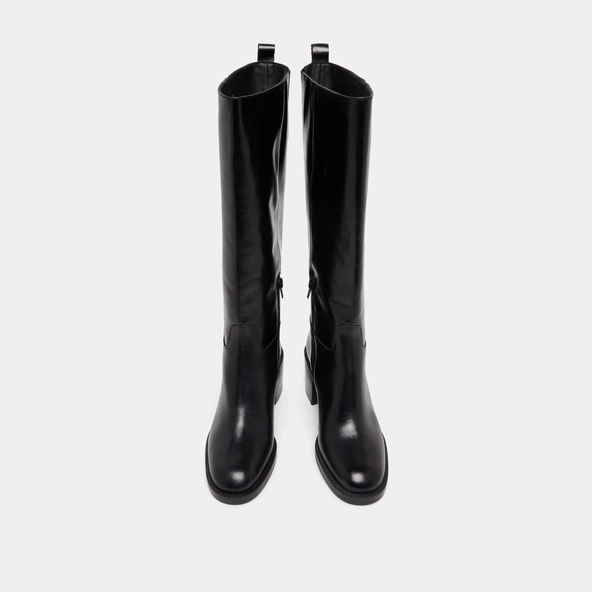 High heel boots in black leather calf size M | BONNIE