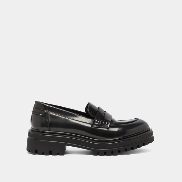 Loafers with notched soles in grey patinated leather | ALFI