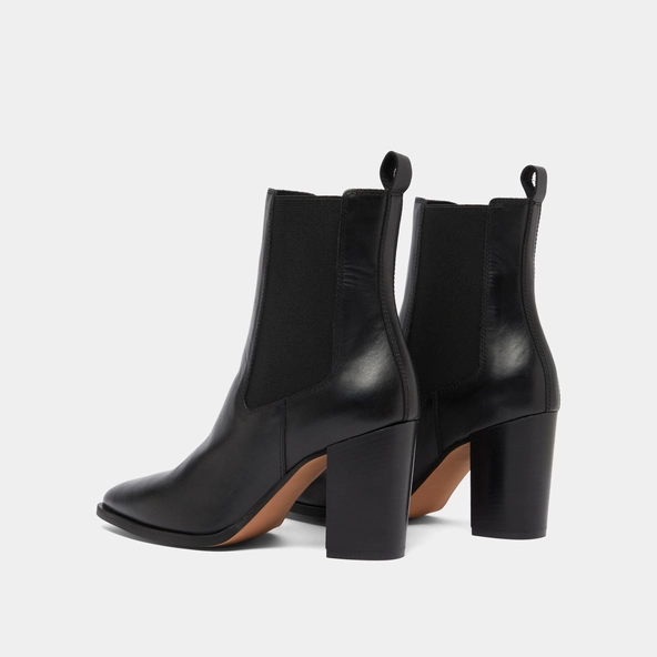 Heeled ankle boots with elastics in black leather | PEPITA