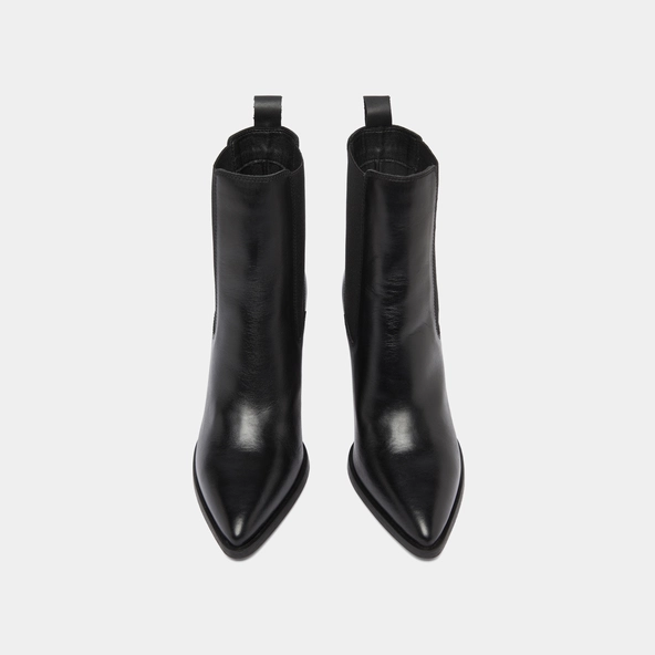 Heeled ankle boots with elastics in black leather | PEPITA
