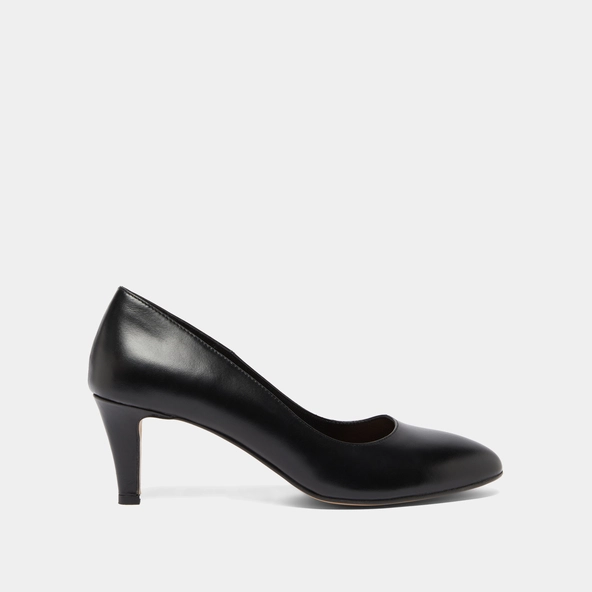 Round-toed pumps in black leather | VELIA