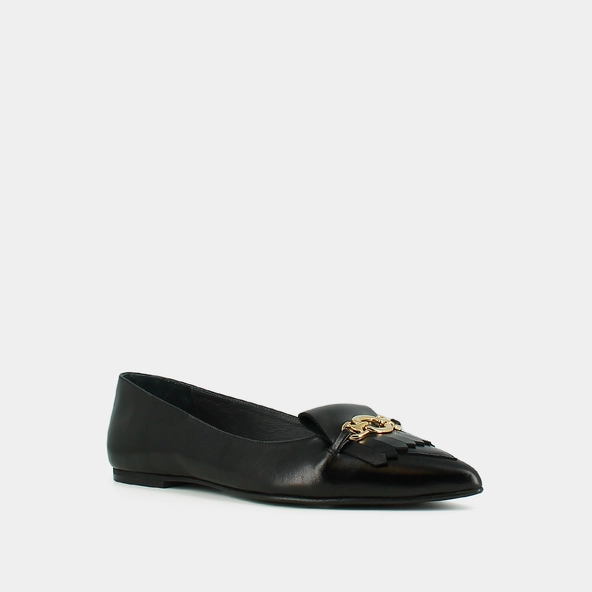 Ballet flats with gold bits in black leather | DIESE