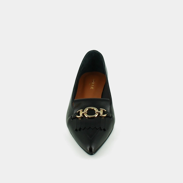 Ballet flats with gold bits in black leather | DIESE