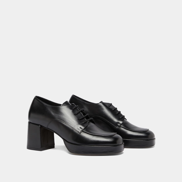 Derbies with heels in black leather | VIVALDI