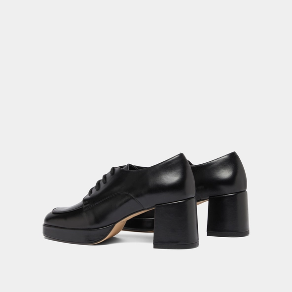 Derbies with heels in black leather | VIVALDI