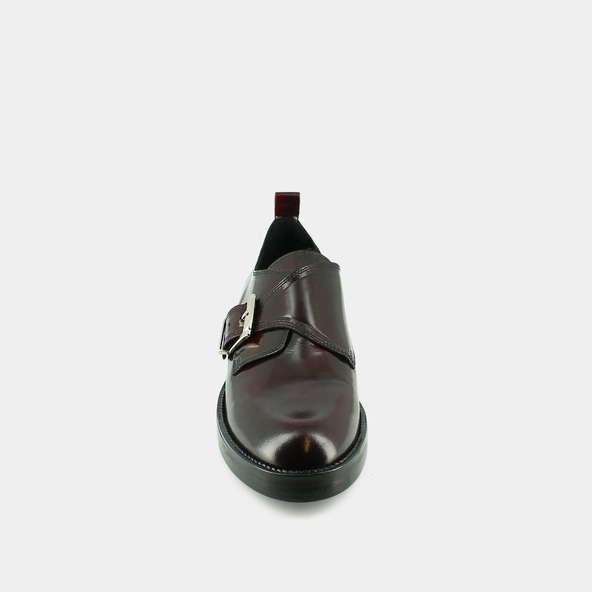 Derbies with adjustable buckles in burgundy patinated leather | ARCHIBALD