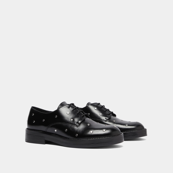 Derbies with silver details in black leather | ASTOU