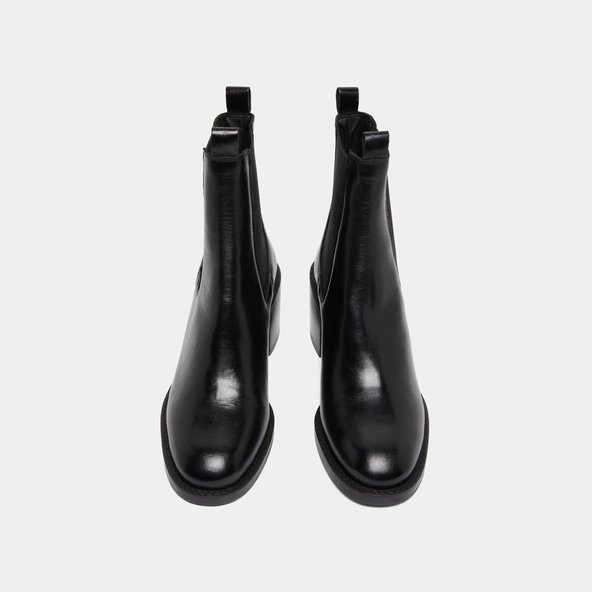 Heeled ankle boots with elastics in black leather | BERTILLE