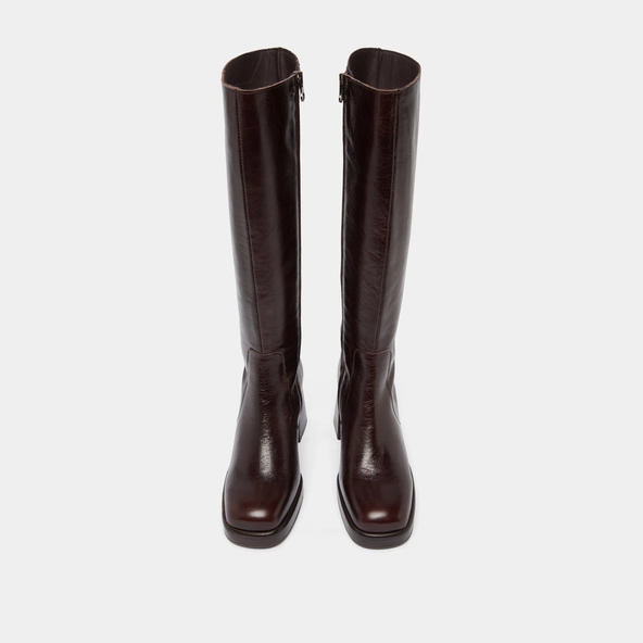 Platform boots in chocolate distressed leather | BETINA