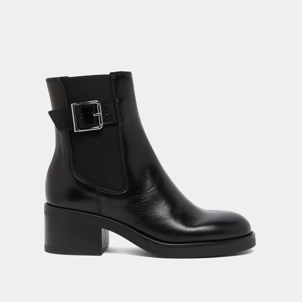 Lowboots with elastics and adjustable buckles in black leather | BOULOU