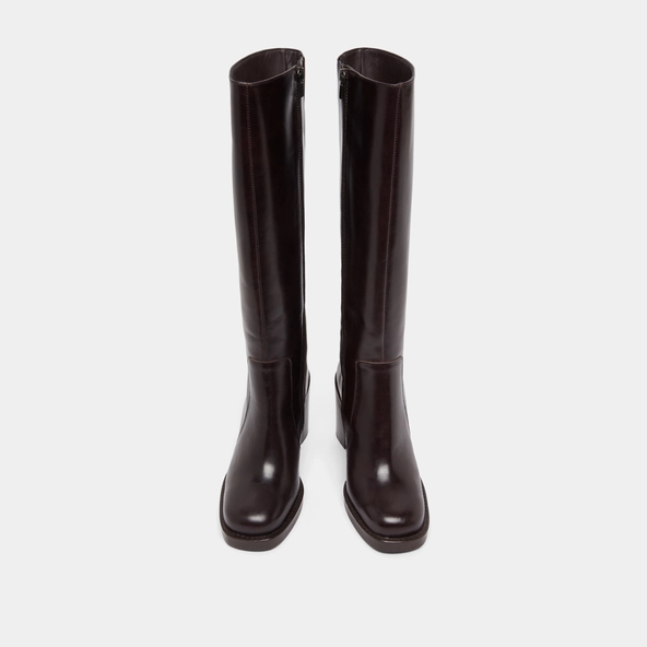 Boots with overflowing heels in dark brown leather | BRETZEL