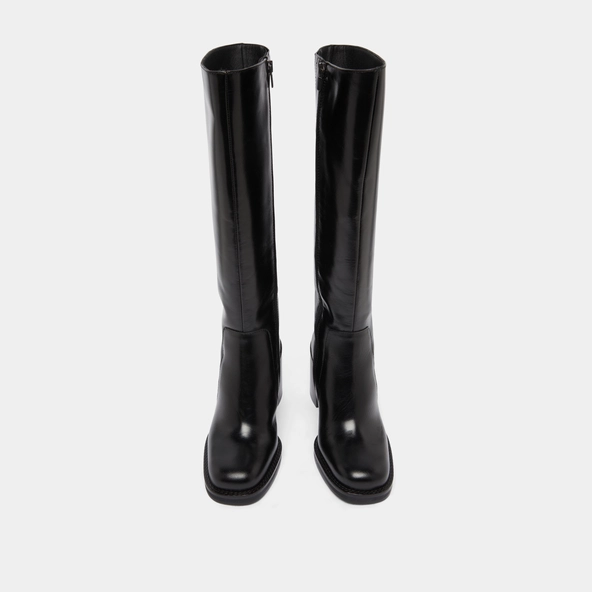 Boots with overflowing heels in black leather | BRETZEL