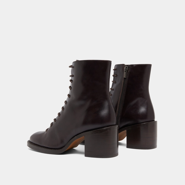 Lowboots with laces in dark brown leather | BRINDILLE
